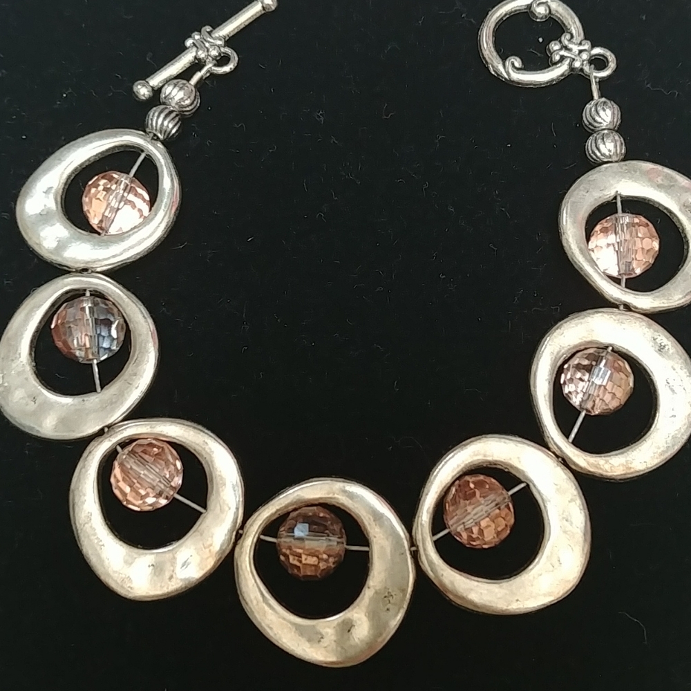 Silver & salmon bracelet